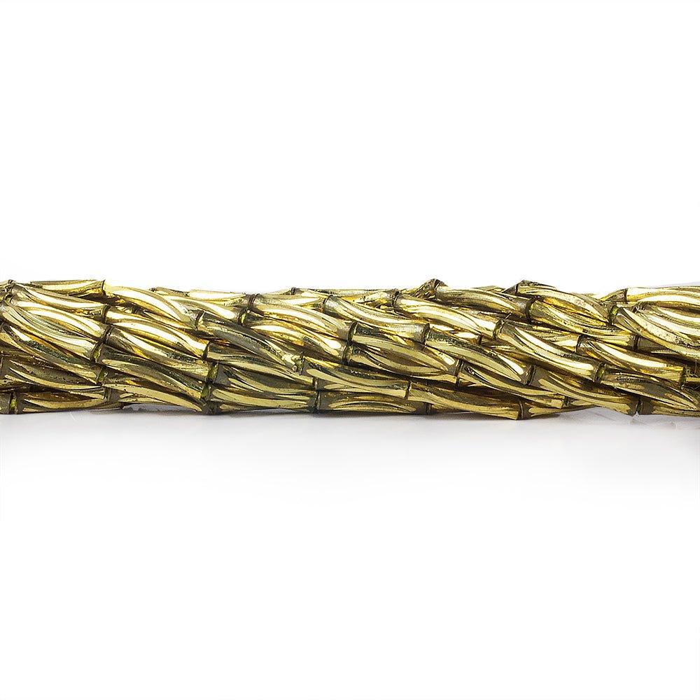 9mm Brass Curved Grooved Tube Beads, 8 inch - The Bead Traders