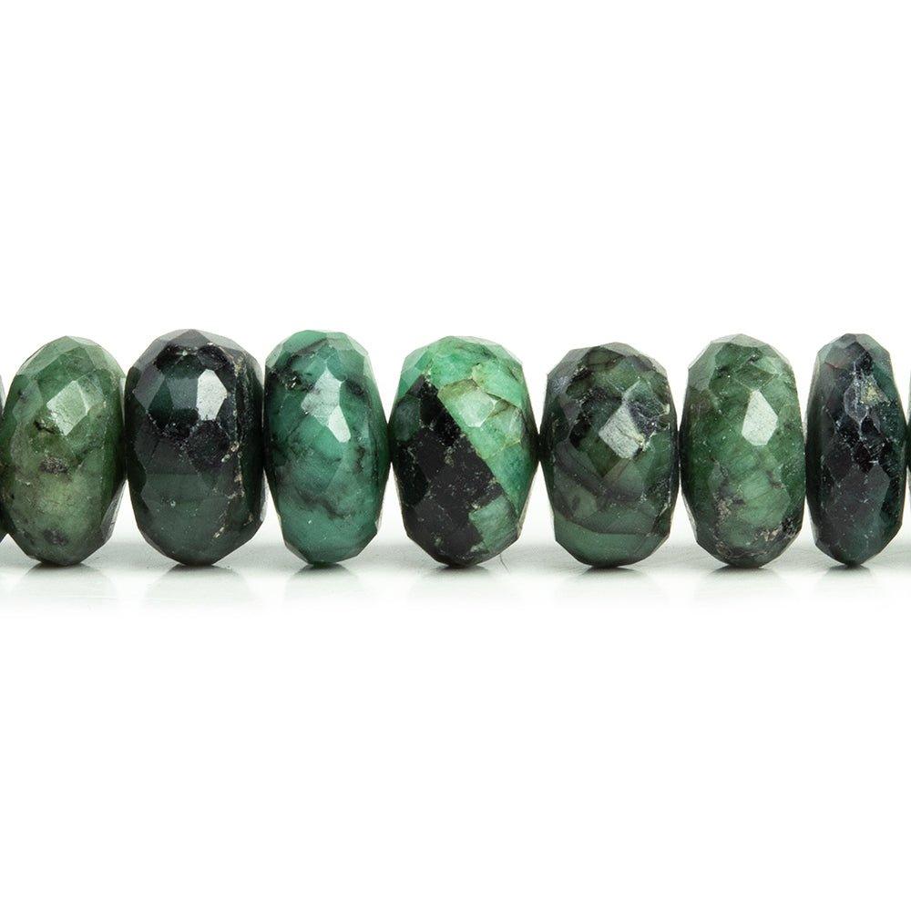 9mm Brazilian Emerald Faceted Rondelle Beads 8 inch 35 pieces - The Bead Traders