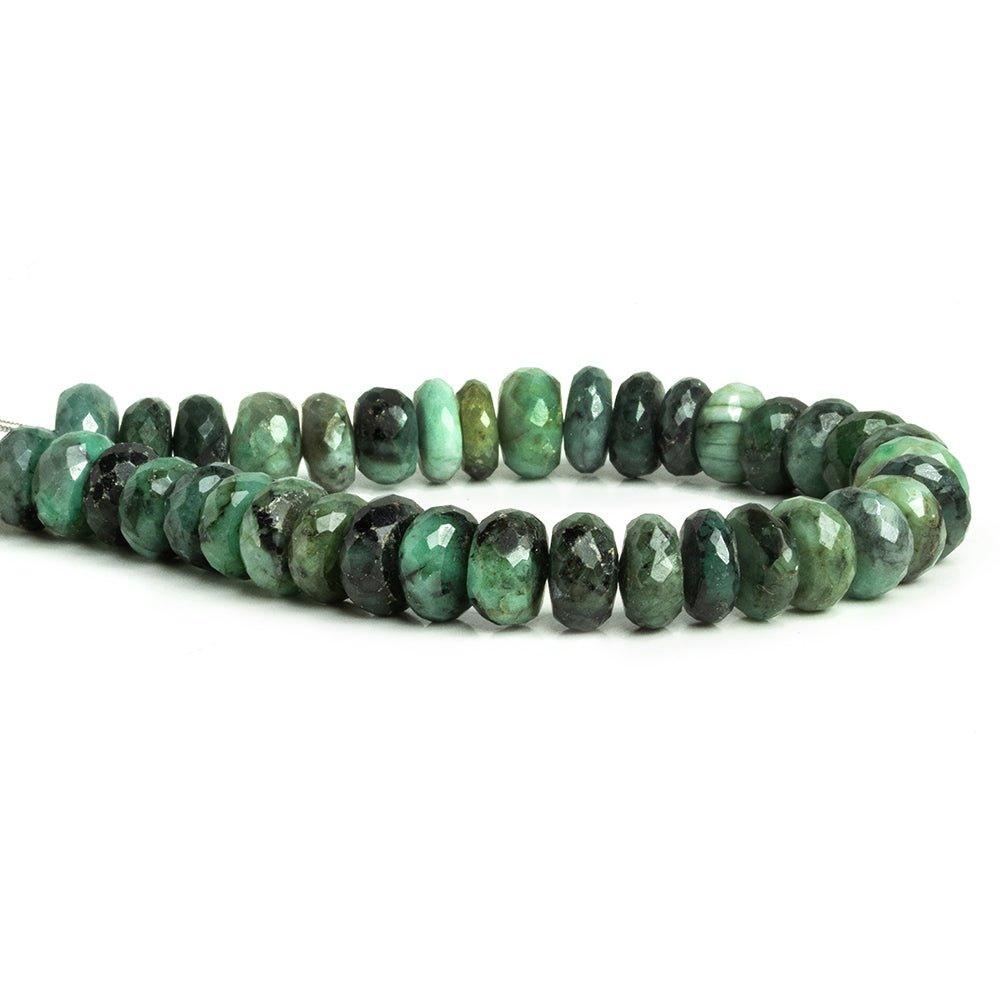 9mm Brazilian Emerald Faceted Rondelle Beads 8 inch 35 pieces - The Bead Traders