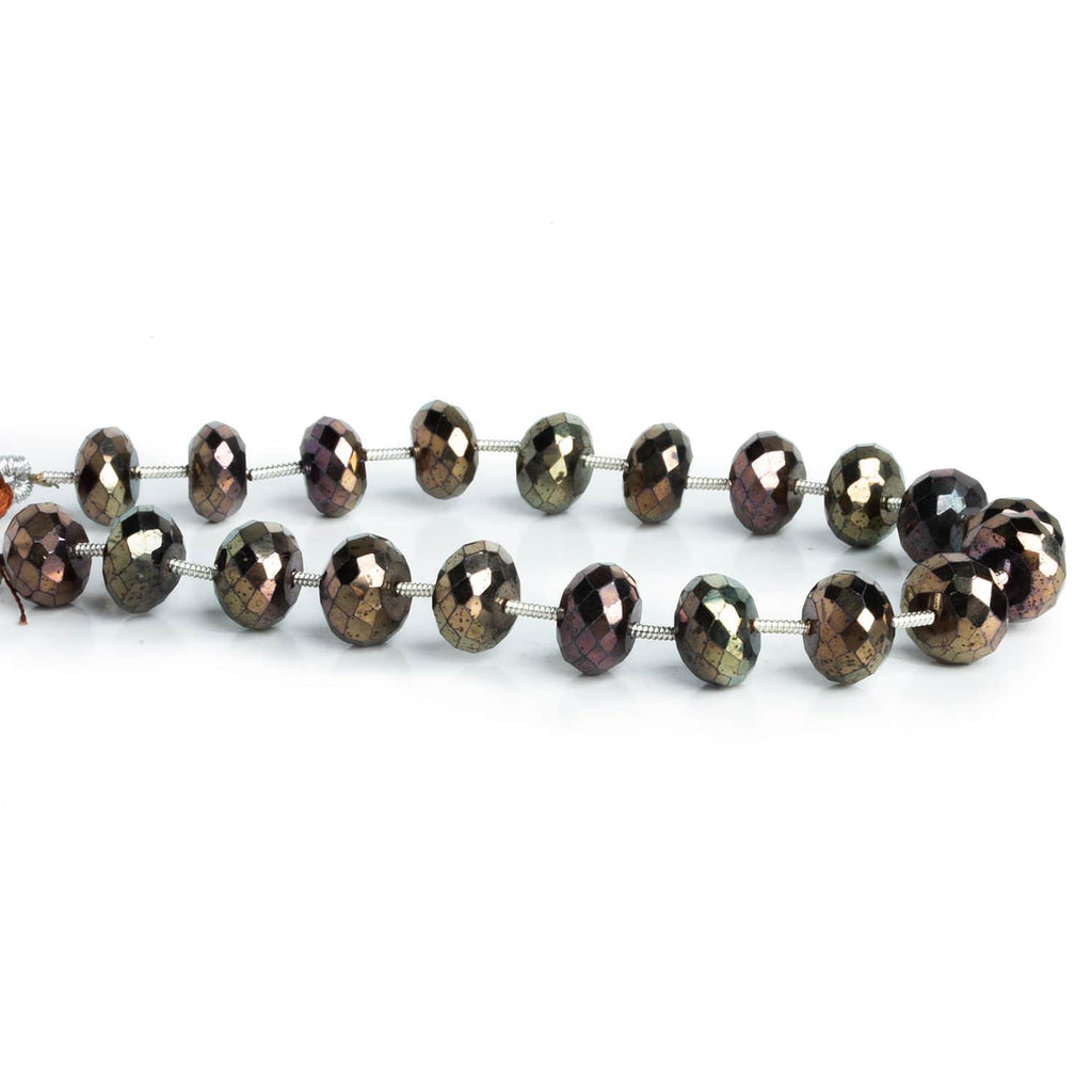 9mm Chocolate Black Spinel Faceted Rondelles 8 inch 18 beads - The Bead Traders