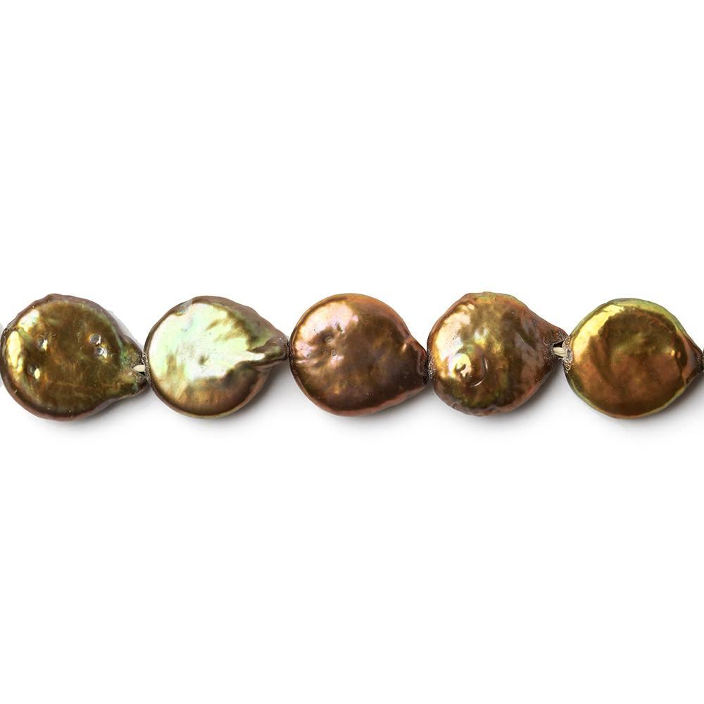 9mm Copper Brown Coin Freshwater Pearl Strand 38 pieces - The Bead Traders