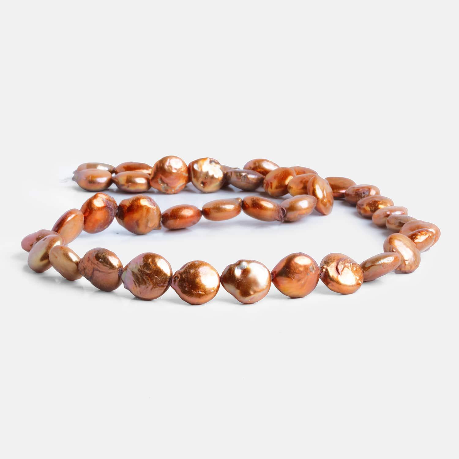 9mm Copper Coin Pearls 16 inch 35 beads - The Bead Traders