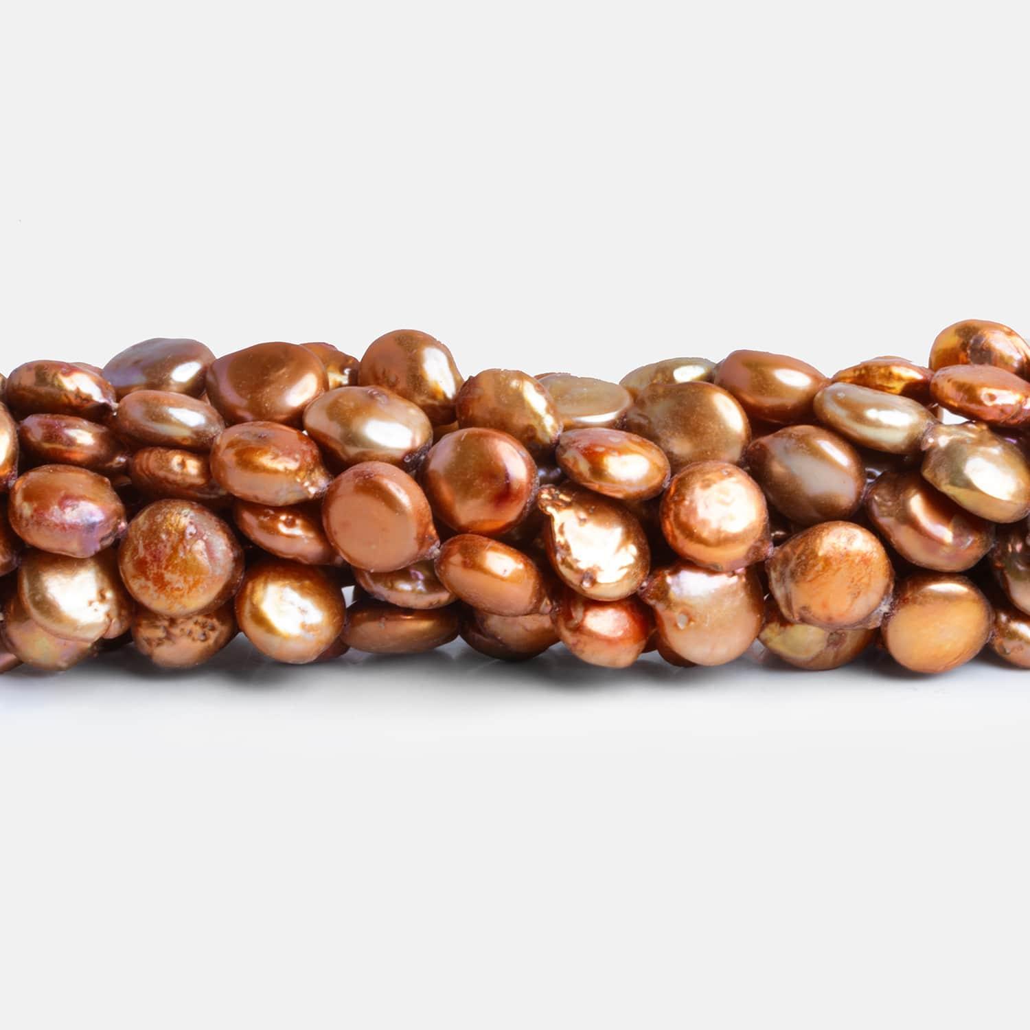 9mm Copper Coin Pearls 16 inch 35 beads - The Bead Traders