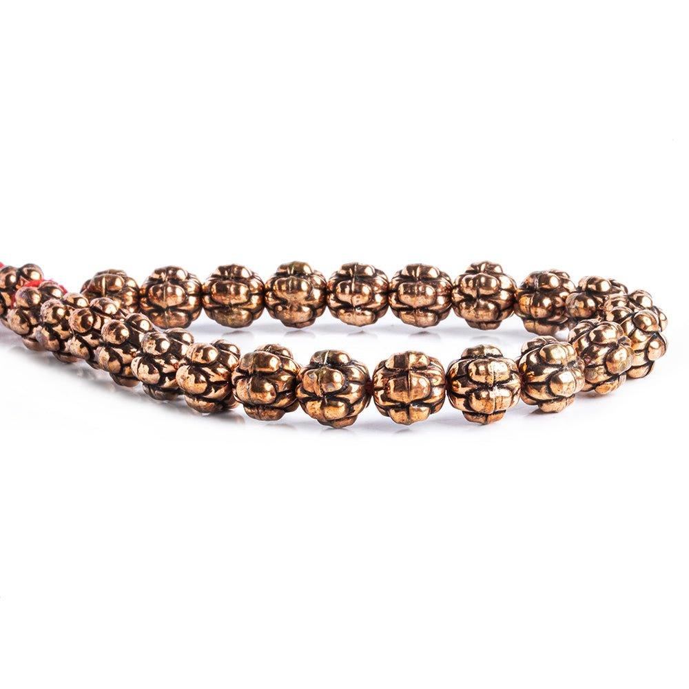 9mm Copper Flower Cut Round Beads 8 inch 24 pieces - The Bead Traders