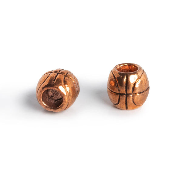 9mm Copper Geometric Design Large Hole Focal Bead Set of 2
