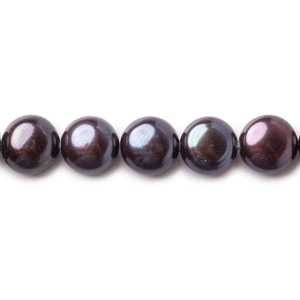 9mm Dark Peacock Brown Button Freshwater Pearls 16 inch 45 pieces - The Bead Traders