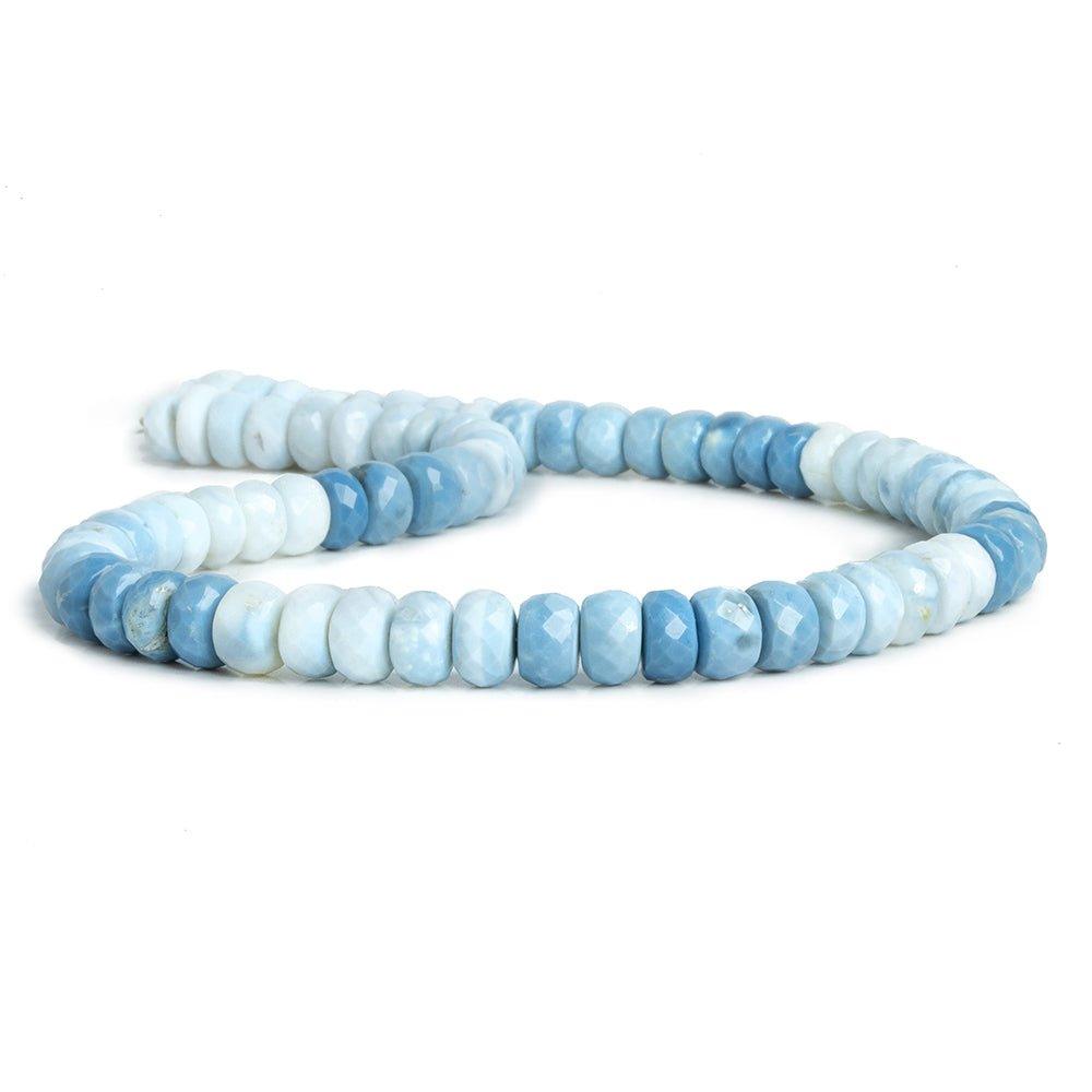 9mm Denim Blue Opal Faceted Rondelle Beads 14 inch 75 pieces - The Bead Traders