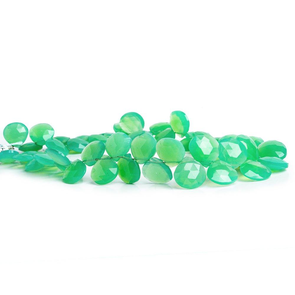 9mm Green Chalcedony Faceted Heart Beads 8 inch 45 pieces - The Bead Traders