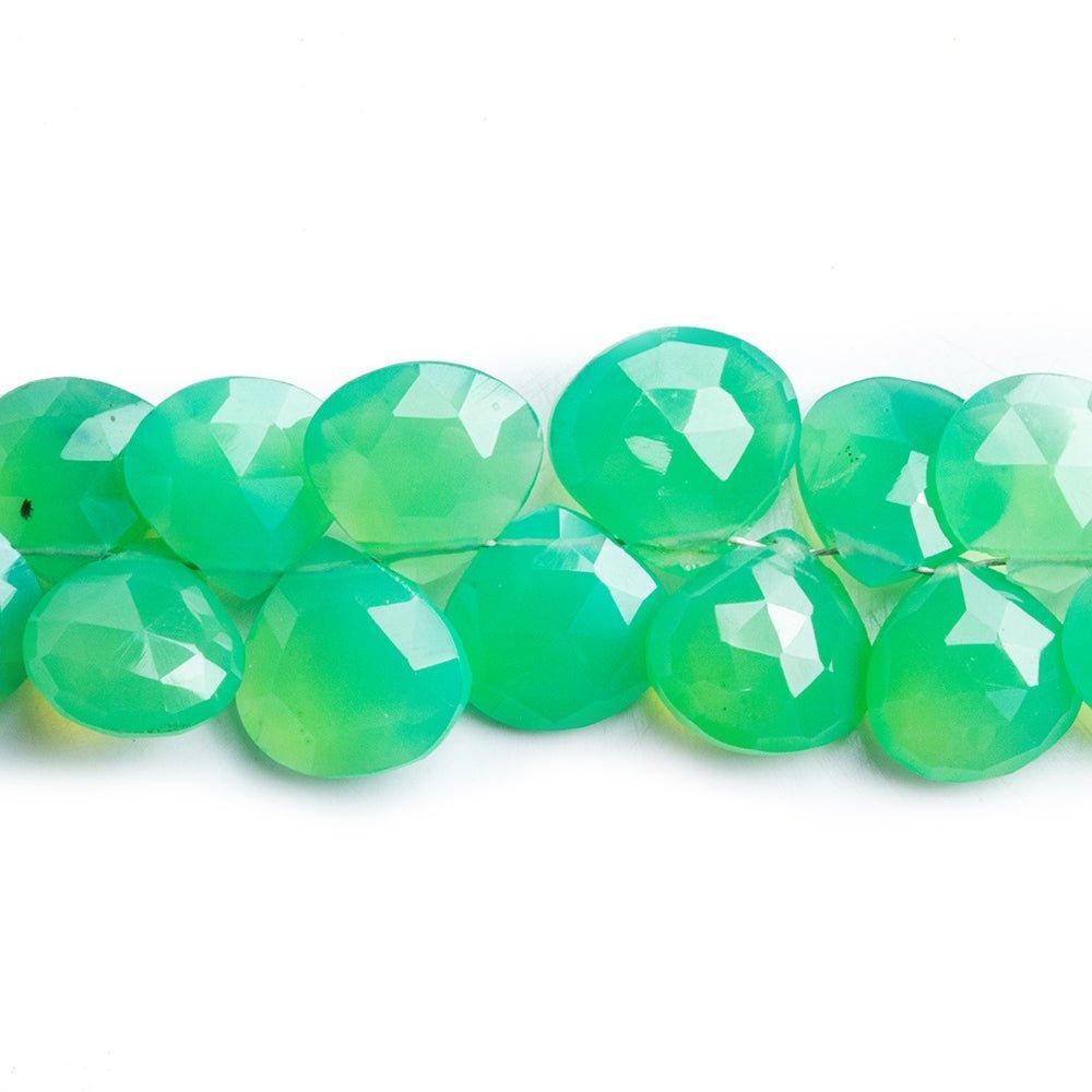 9mm Green Chalcedony Faceted Heart Beads 8 inch 45 pieces - The Bead Traders