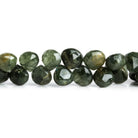 9mm Green Tourmalinated Quartz Hearts 7 inch 40 beads - The Bead Traders