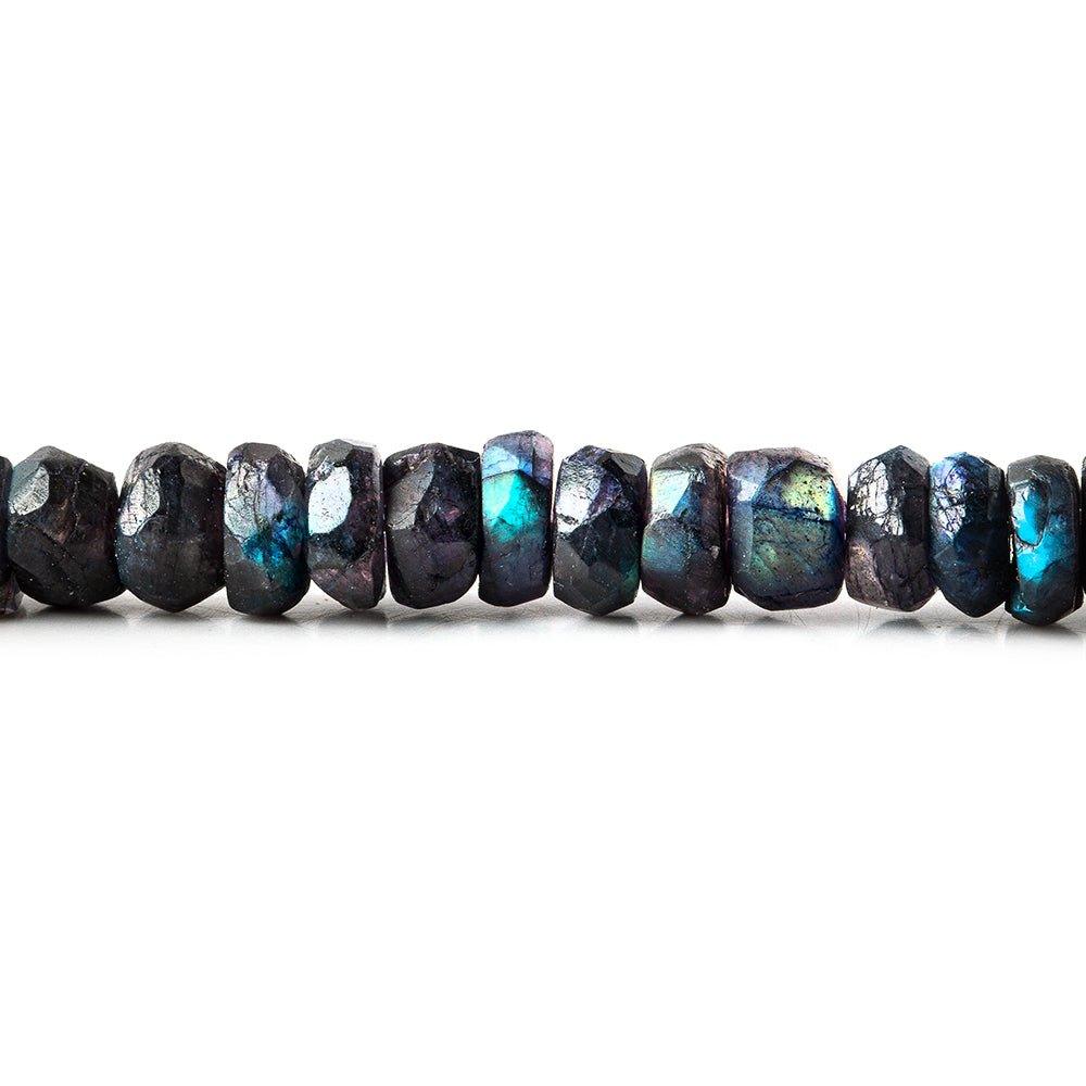 9mm Indigo Labradorite native faceted rondelle beads 8 inch 40 beads - The Bead Traders