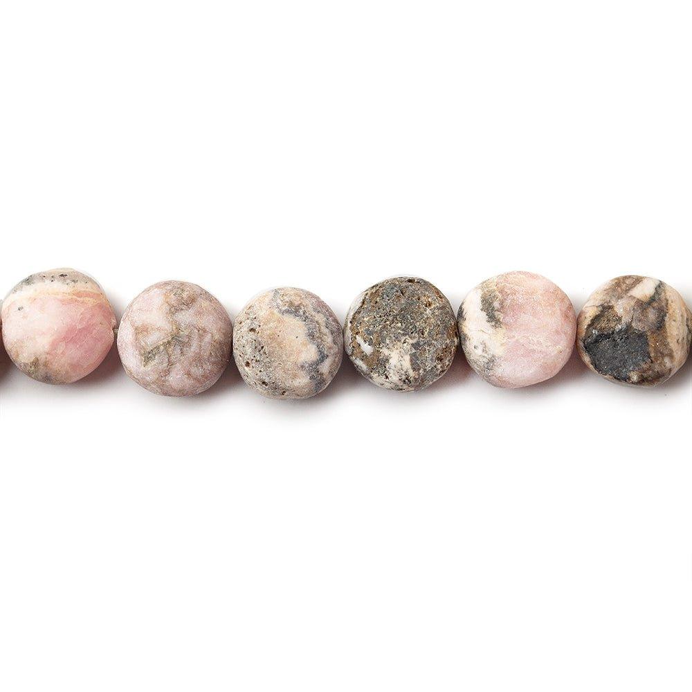 9mm Matte Chocolate Rhodochrosite plain coins 7.5 inch 21 beads - The Bead Traders