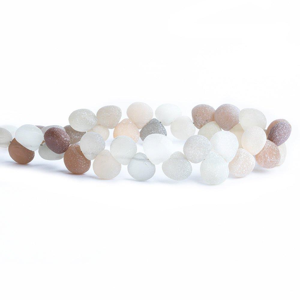 9mm Matte Moonstone Heart Beads 7.5 inch 41 pieces - The Bead Traders