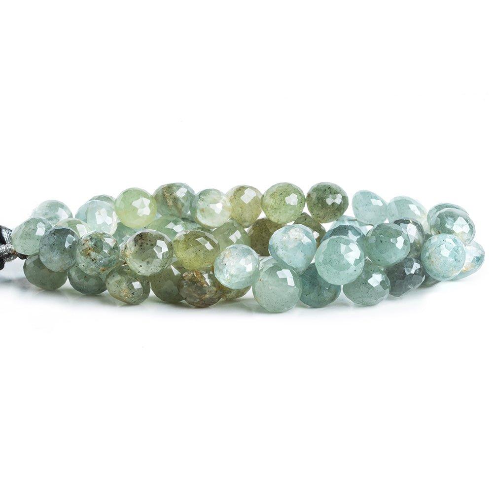 9mm Moss Aquamarine Faceted Candy Kiss Beads 7.5 inch 54 pieces - The Bead Traders