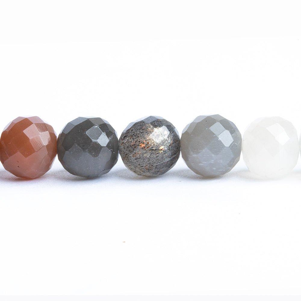 9mm Multi Moonstone Faceted Round Beads 9 inch 30 pieces - The Bead Traders