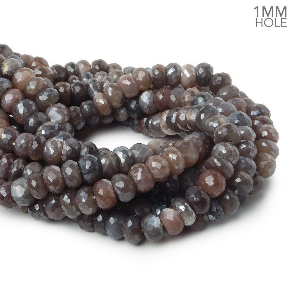 9mm Mystic Chocolate Moonstone faceted rondelle beads 14 inch 58 pieces - The Bead Traders