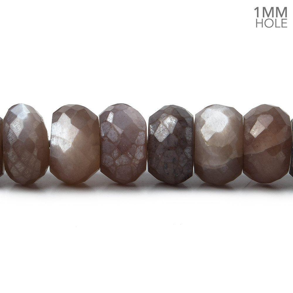 9mm Mystic Chocolate Moonstone faceted rondelle beads 14 inch 58 pieces - The Bead Traders