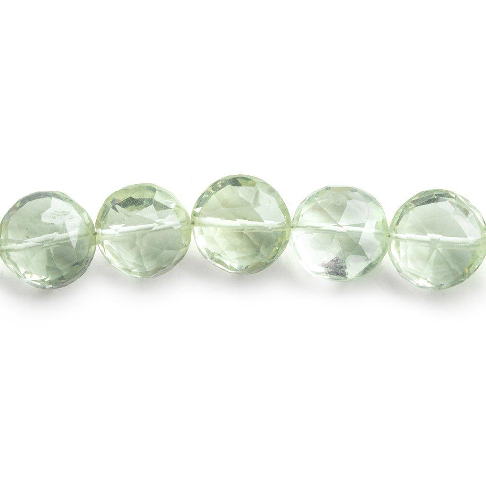 9mm Prasiolite Faceted Coin Beads 8 inch 23 pieces - The Bead Traders