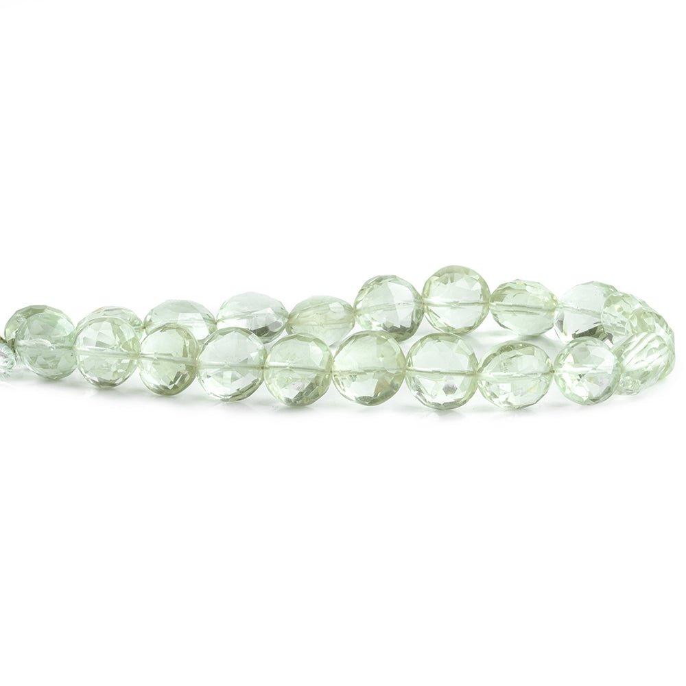 9mm Prasiolite Faceted Coin Beads 8 inch 23 pieces - The Bead Traders