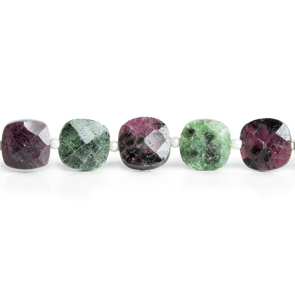 9mm Ruby in Zoisite Faceted Pillow Beads 13 inch 32 pieces - The Bead Traders