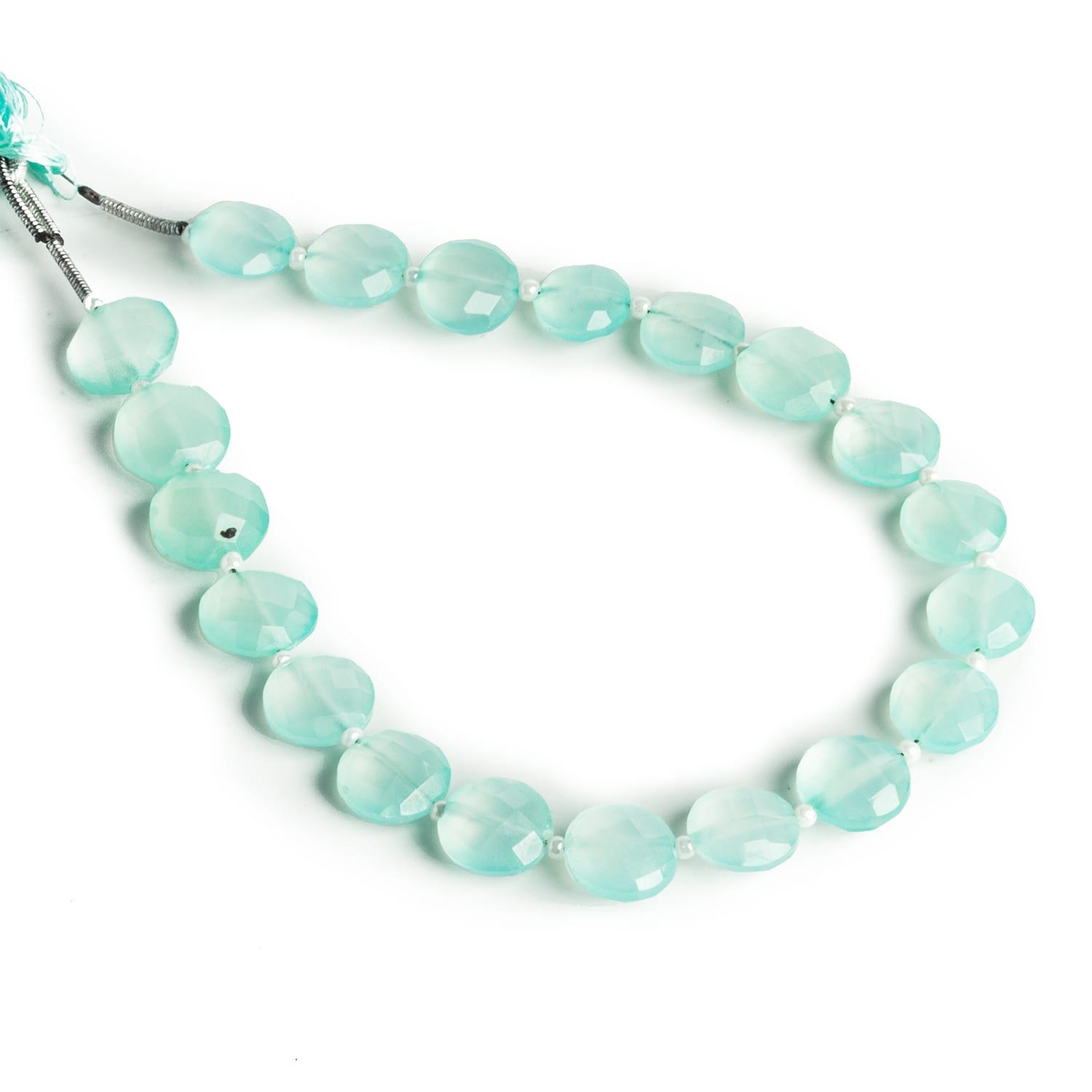 9mm Seablue Chalcedony Faceted Coins 8 inch 20 beads - The Bead Traders