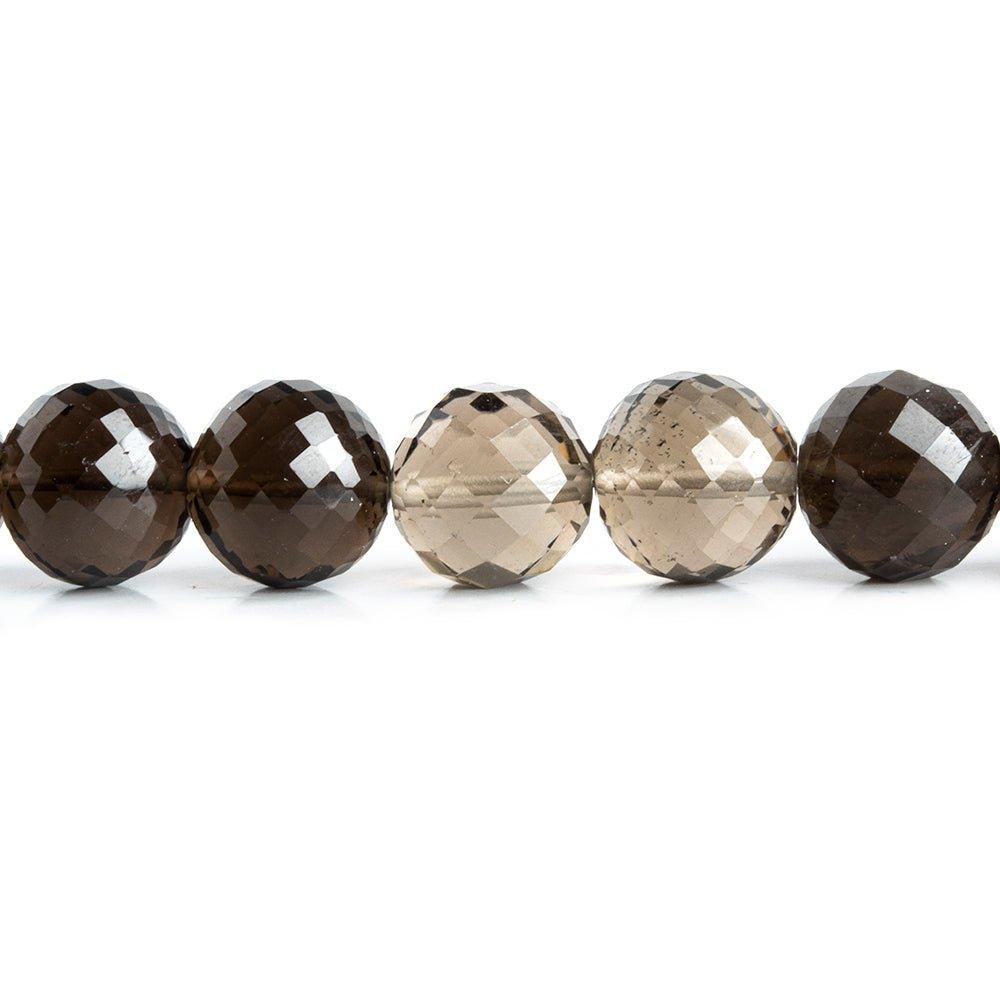 9mm Smoky Quartz Faceted Round Beads 16 inch 49 pieces - The Bead Traders