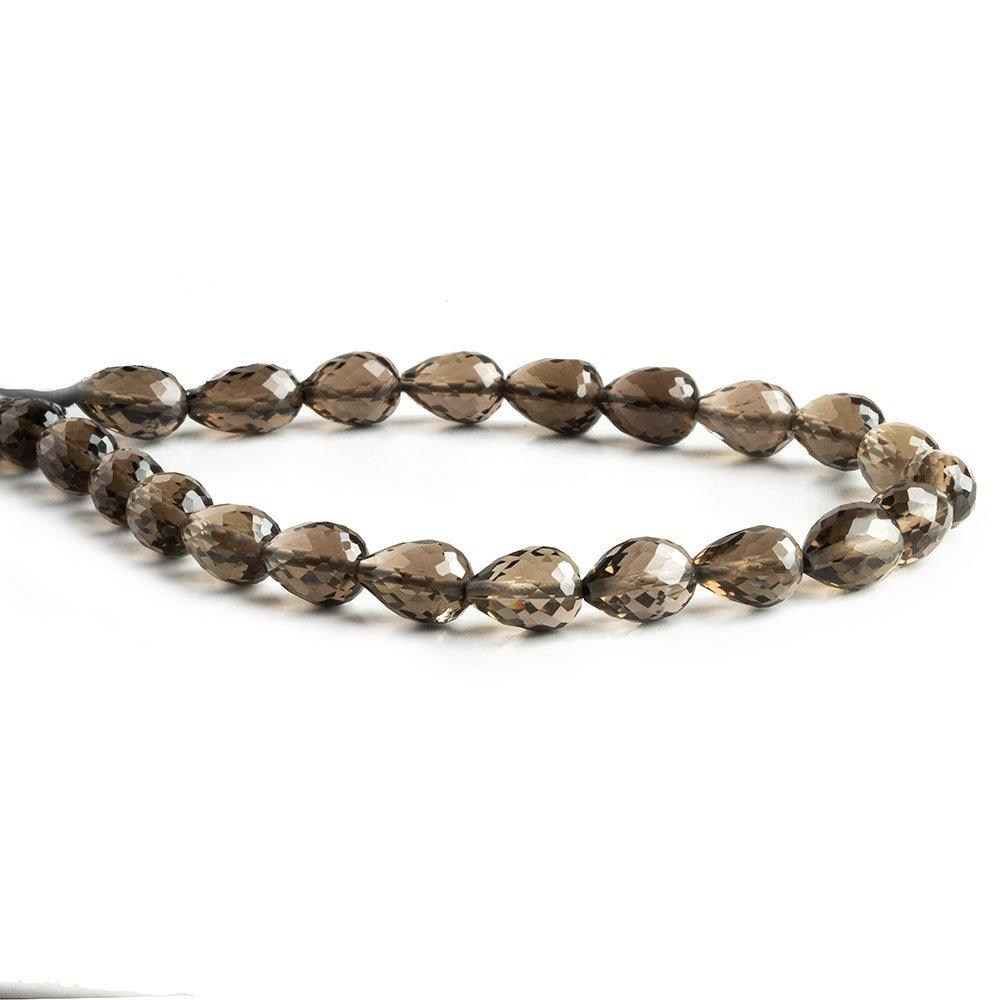 9mm Smoky Quartz Straight Drilled Faceted Teardrop Beads 8 inch 22 pieces - The Bead Traders