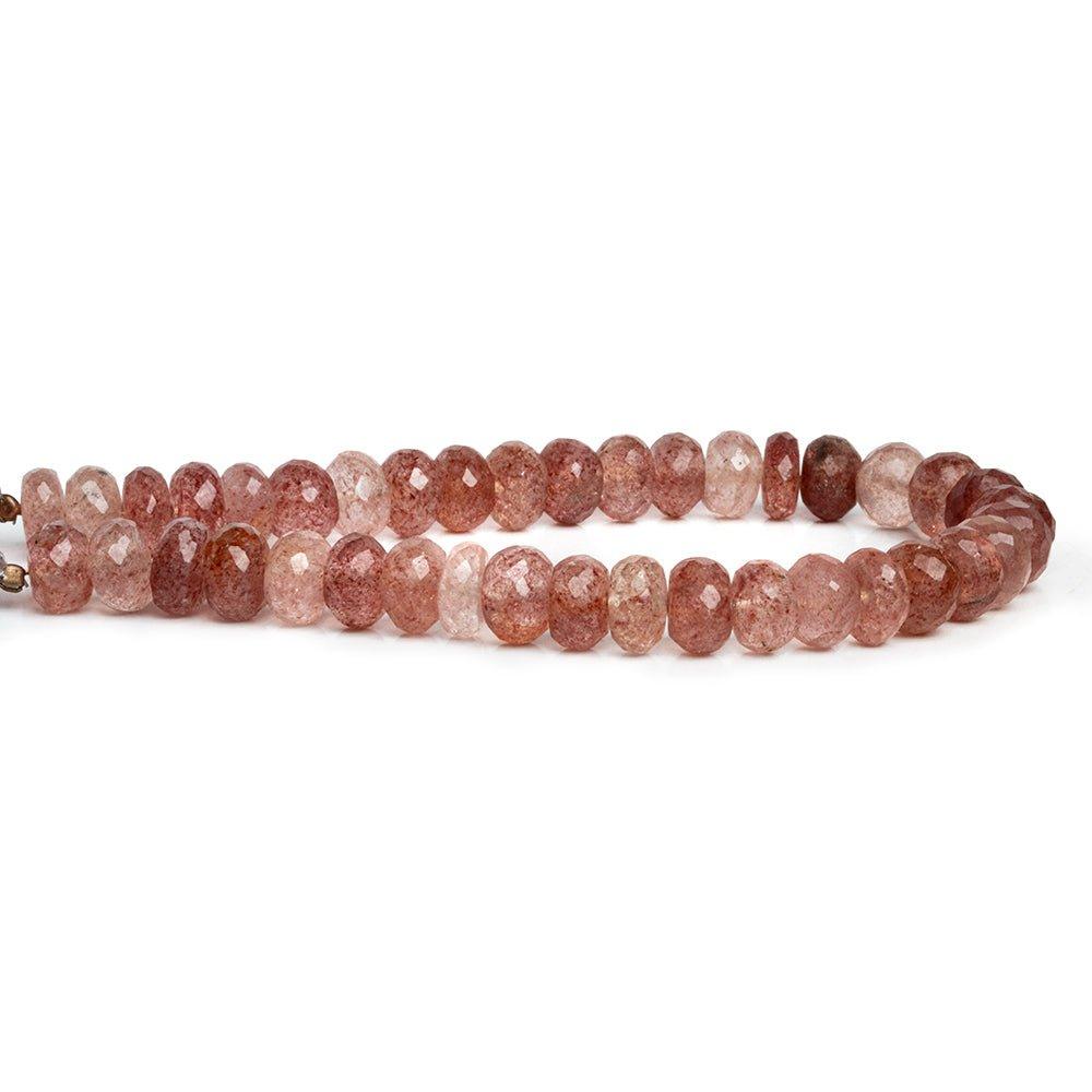 9mm Strawberry Quartz Faceted Rondelle Beads 8 inch 30 pieces - The Bead Traders