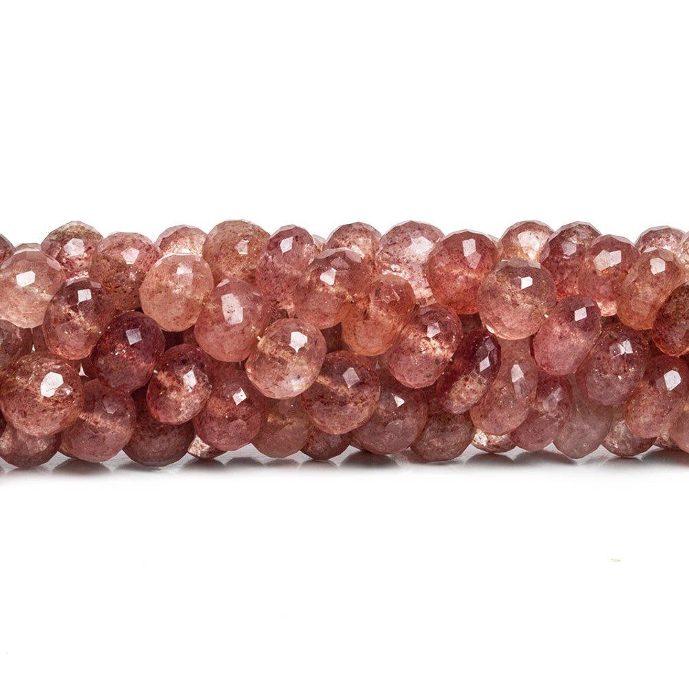 9mm Strawberry Quartz Faceted Rondelle Beads 8 inch 30 pieces - The Bead Traders