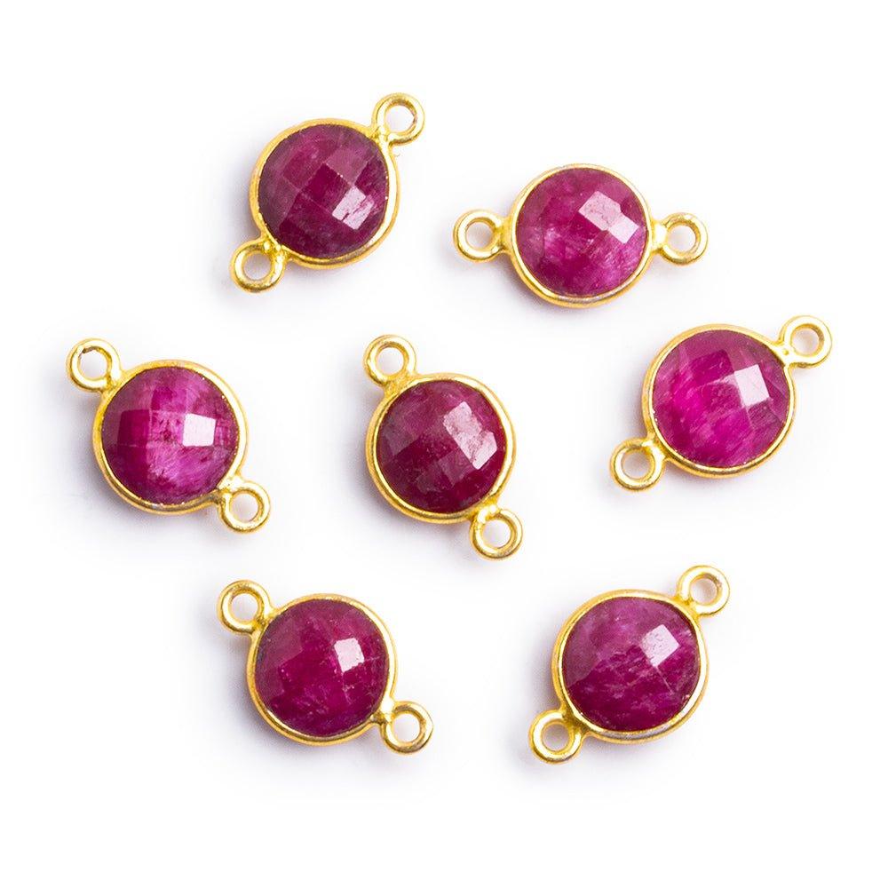 9mm Vermeil Bezel Ruby Faceted Coin Connector 1 Piece - The Bead Traders