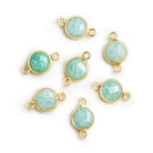 9mm Vermeil Bezeled Amazonite Coin Connector 1 Piece - The Bead Traders