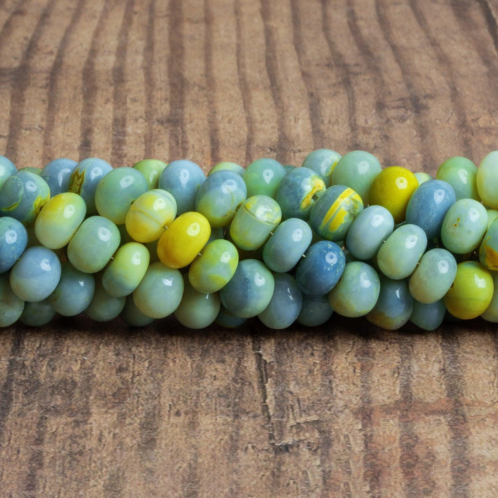 9mm Yellow & Green Opal Plain Rondelles 16 inch 60 beads - The Bead Traders