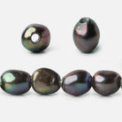 9x10-10x11mm Pistachio Peacock Baroque 2.5mm Large Hole Pearls 15 in. 37pcs - The Bead Traders