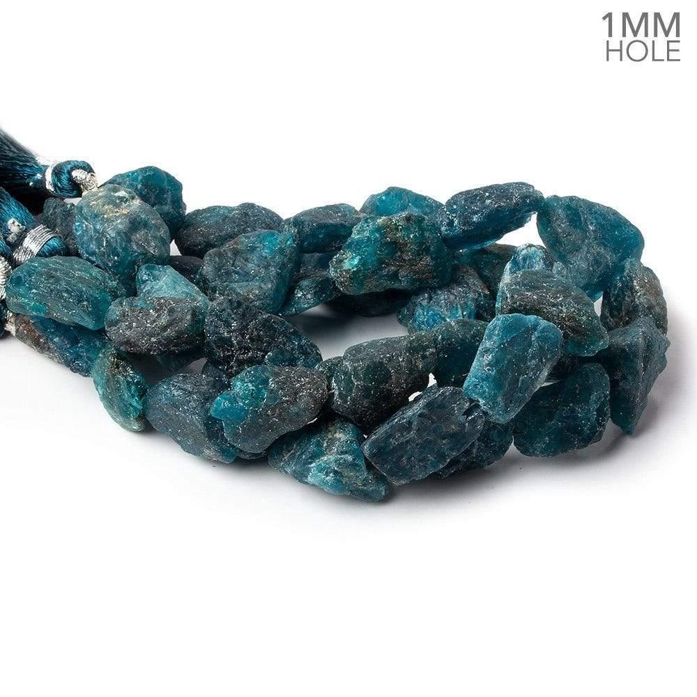 9x10-17x10mm Matte Neon Blue Apatite natural crystal nuggets 7.5 inch 11 beads - The Bead Traders