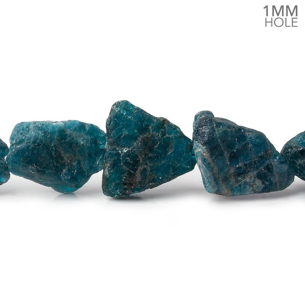 9x10-17x10mm Matte Neon Blue Apatite natural crystal nuggets 7.5 inch 11 beads - The Bead Traders