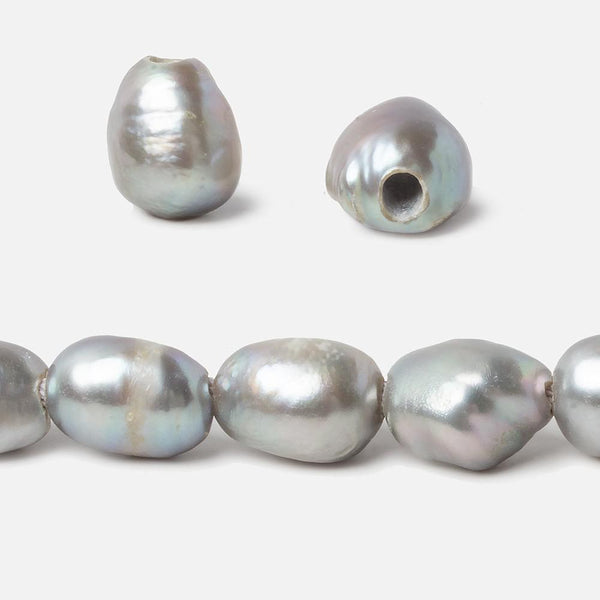 9x11-13x10mm Teal Silver Large Hole Baroque Freshwater Pearls 15 in 34 pcs