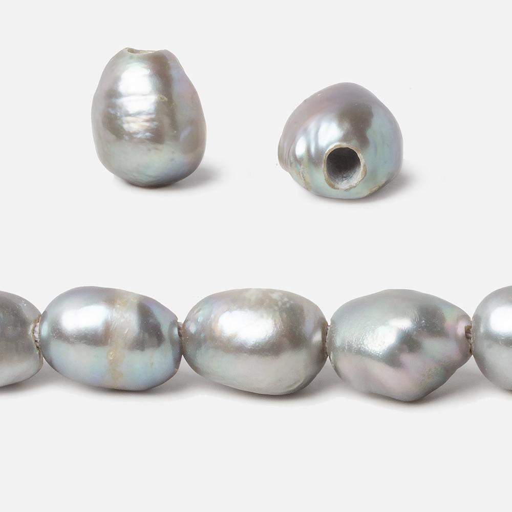 9x11-13x10mm Teal Silver Large Hole Baroque Freshwater Pearls 15 in 34 pcs - The Bead Traders
