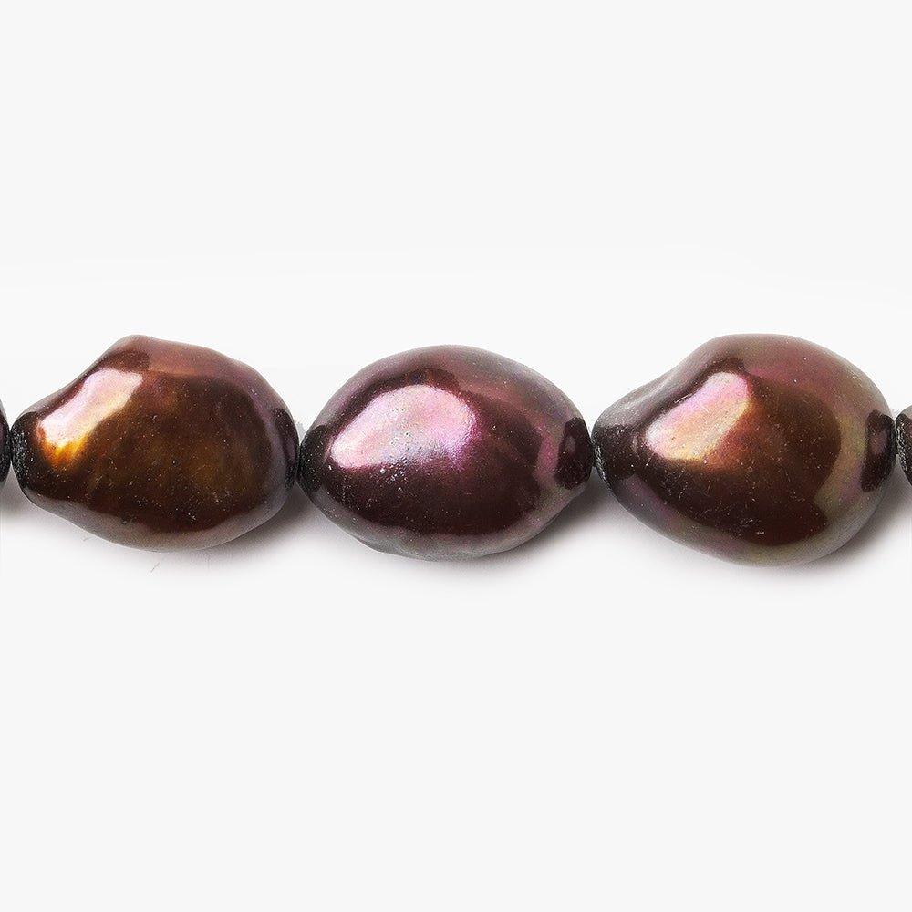 9x11mm - 9x13mm Chocolate Brown Baroque Pearl 15 inch 34 pieces - The Bead Traders