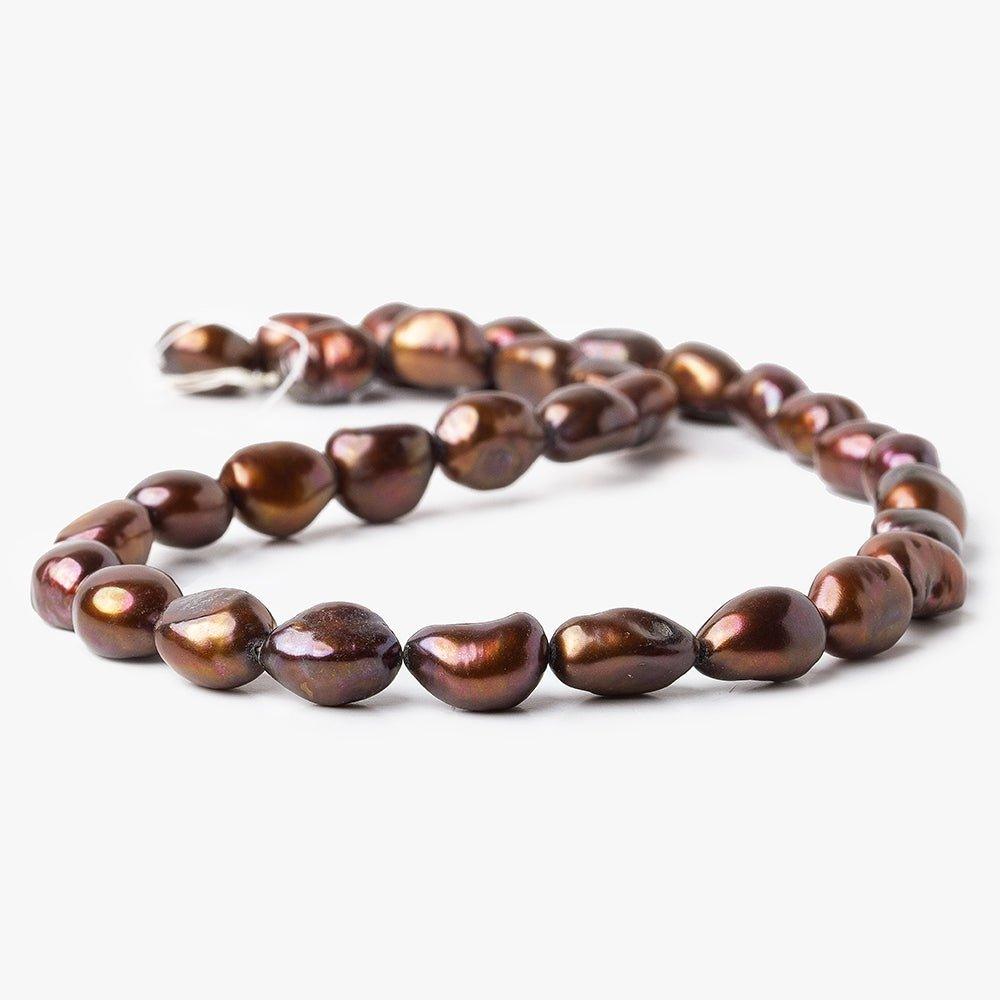 9x11mm - 9x13mm Chocolate Brown Baroque Pearl 15 inch 34 pieces - The Bead Traders