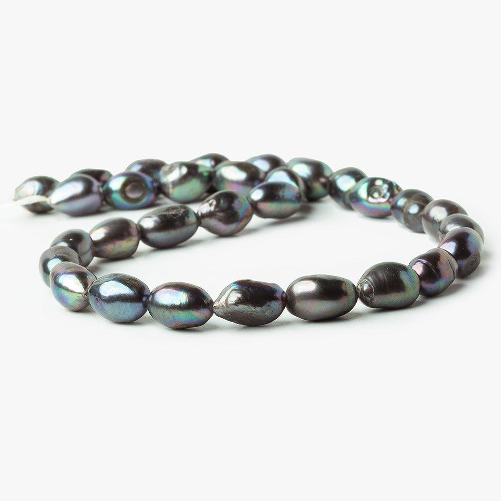 9x12-11x12mm Peacock Blue straight drilled Baroque Freshwater Pearls 16 inch 28 pieces - The Bead Traders