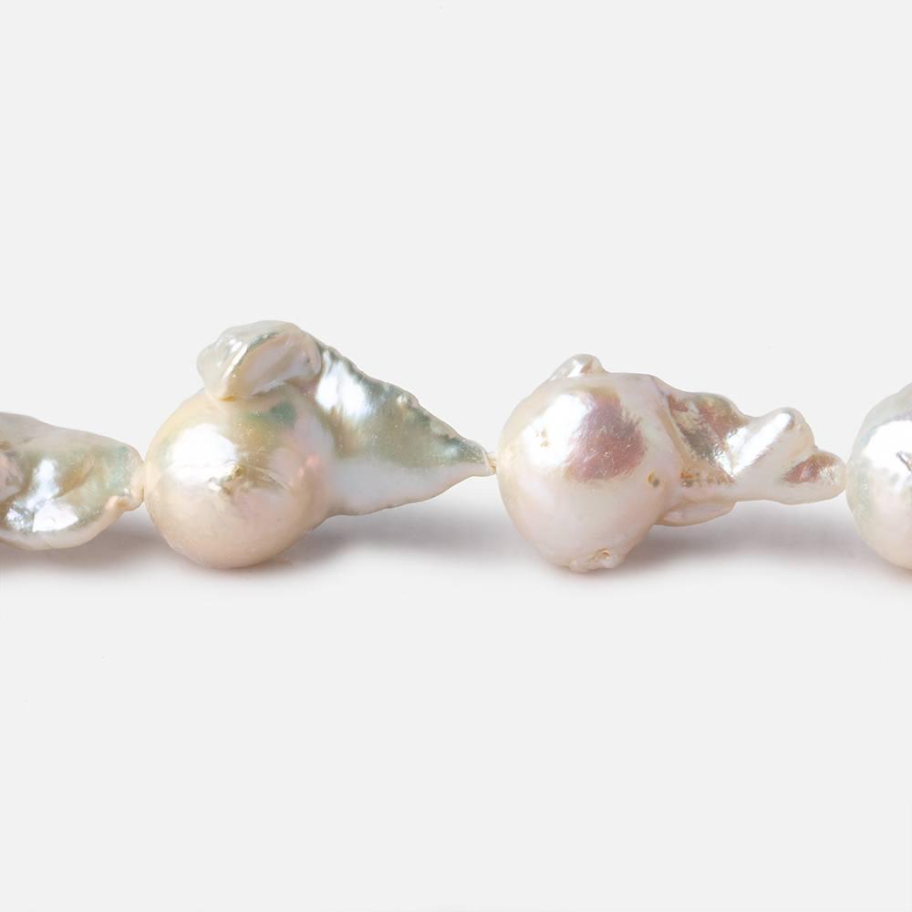 9x14-11x16mm Off White Flame Ball Ultra Baroque Freshwater Pearls 16 inch 18 pieces - The Bead Traders