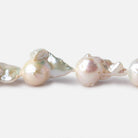 9x14-11x16mm Off White Flame Ball Ultra Baroque Freshwater Pearls 16 inch 18 pieces - The Bead Traders