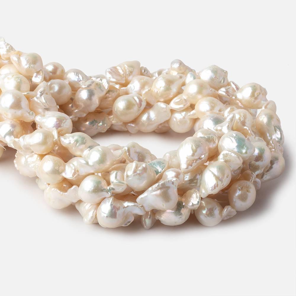 9x14-11x16mm Off White Flame Ball Ultra Baroque Freshwater Pearls 16 inch 18 pieces - The Bead Traders