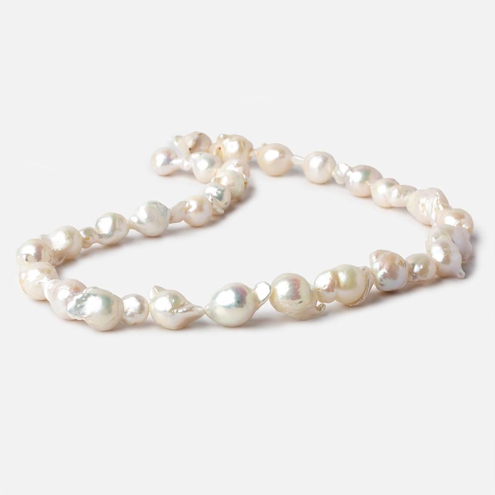 9x14-11x16mm Off White Flame Ball Ultra Baroque Freshwater Pearls 16 inch 18 pieces - The Bead Traders