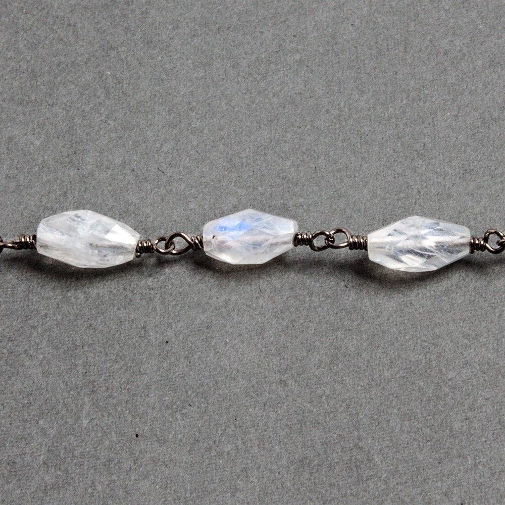 9x5mm Rainbow Moonstone navette Black Gold Filled Chain by the foot 19 pcs - The Bead Traders