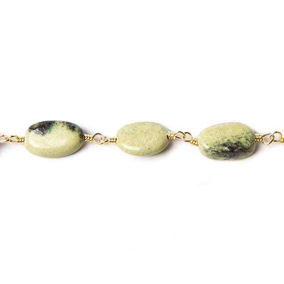 9x6-13x7mm Serpentine plain oval Gold Rosary Chain by the foot 20 beads - The Bead Traders