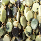 9x6-13x7mm Serpentine plain oval Gold Rosary Chain by the foot 20 beads - The Bead Traders
