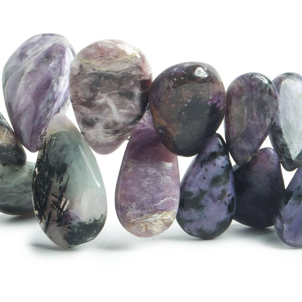 9x6-30x18mm Charoite plain pear beads 7 inch 53 pieces - The Bead Traders