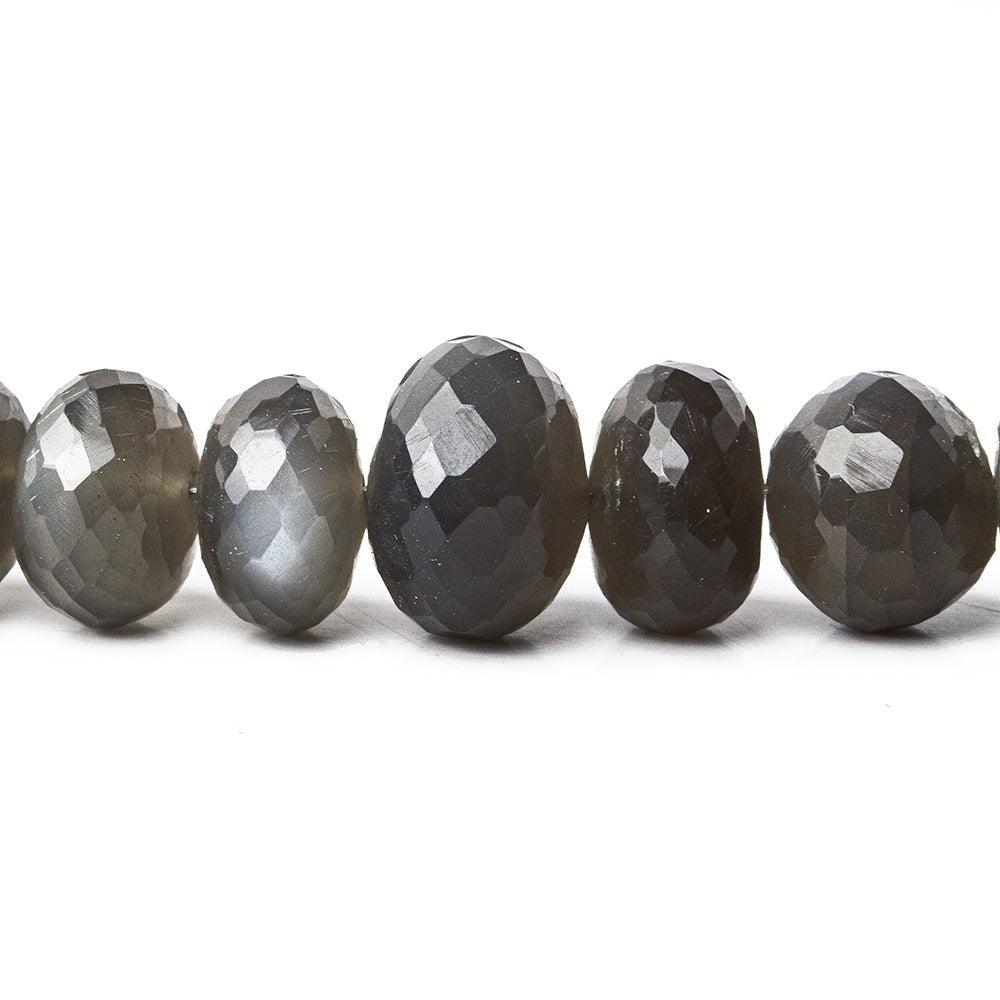 9x6mm-13x9mm Platinum Grey Moonstone Faceted Rondelle Beads 16 inch 60 pieces - The Bead Traders