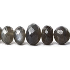 9x6mm-13x9mm Platinum Grey Moonstone Faceted Rondelle Beads 16 inch 60 pieces - The Bead Traders